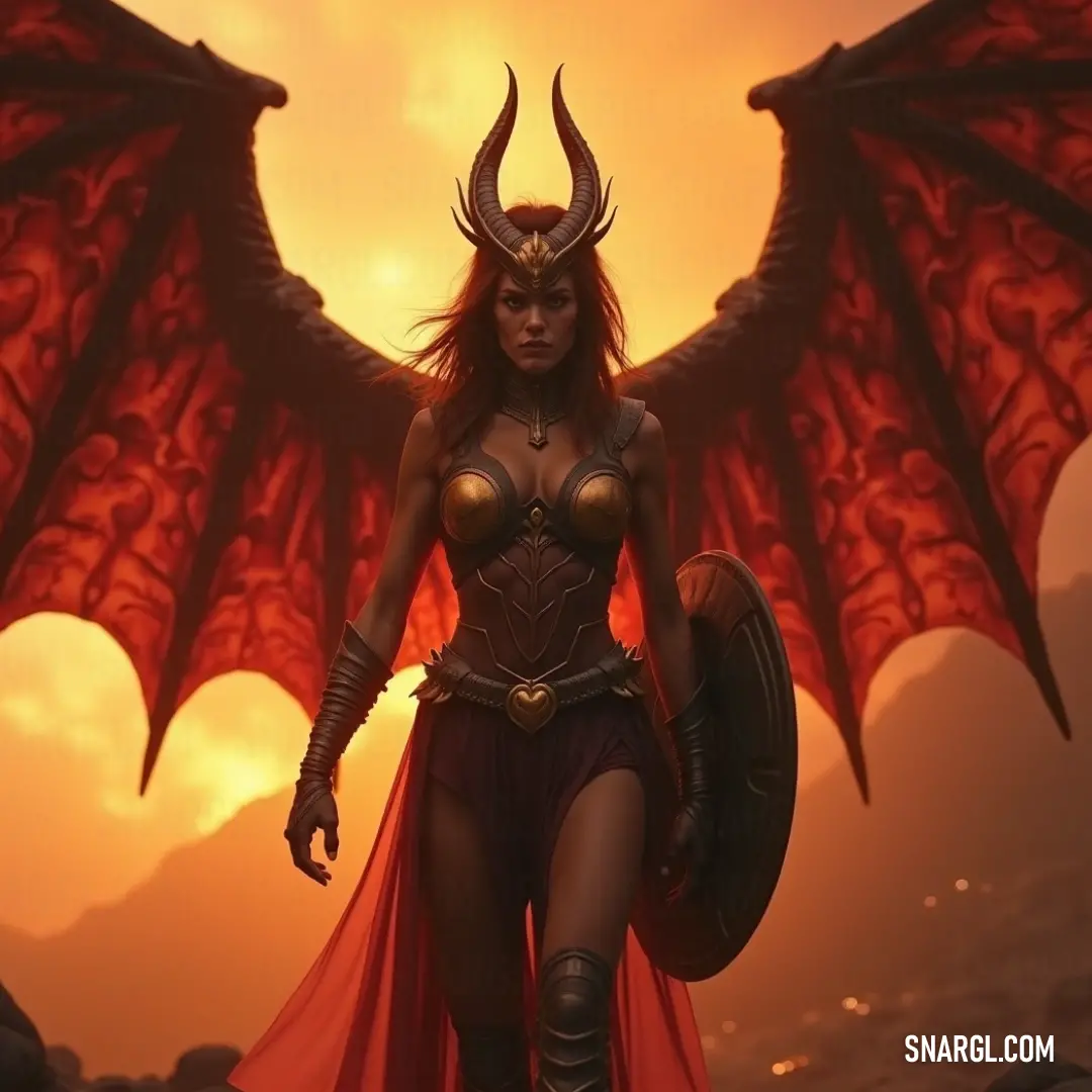 Lysandra, with dragon wings on her head and a powerful costume, stands as a symbol of strength, her commanding look heightened by the fantastical design of her attire. Lysandra, adorned with dragon wings on her head, wears a powerful costume that gives her a commanding presence. The intricate design of her wings and outfit enhances her mystical and authoritative figure.