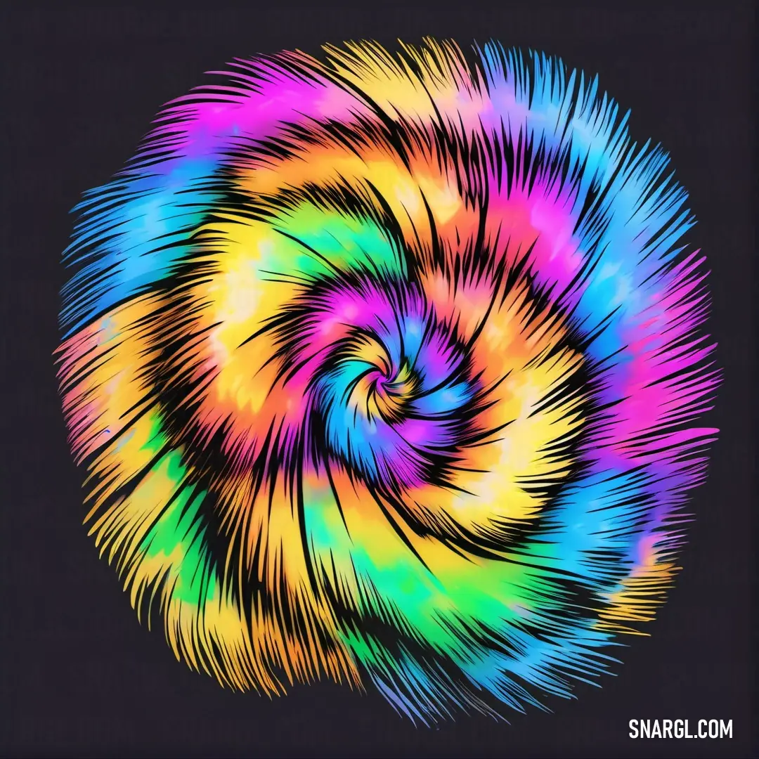 Colorful spiral of colored lines on a black background