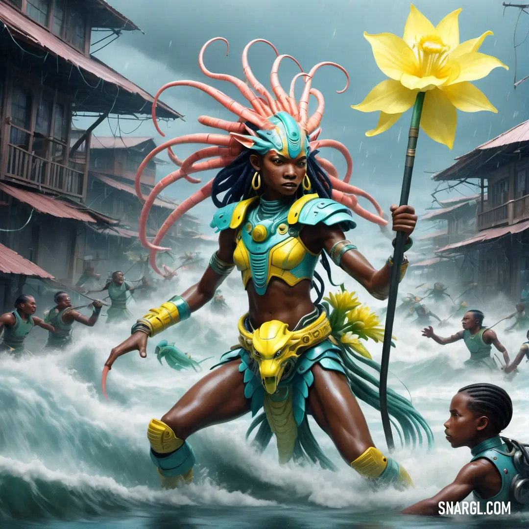 Mami Wata with a flower in her hand