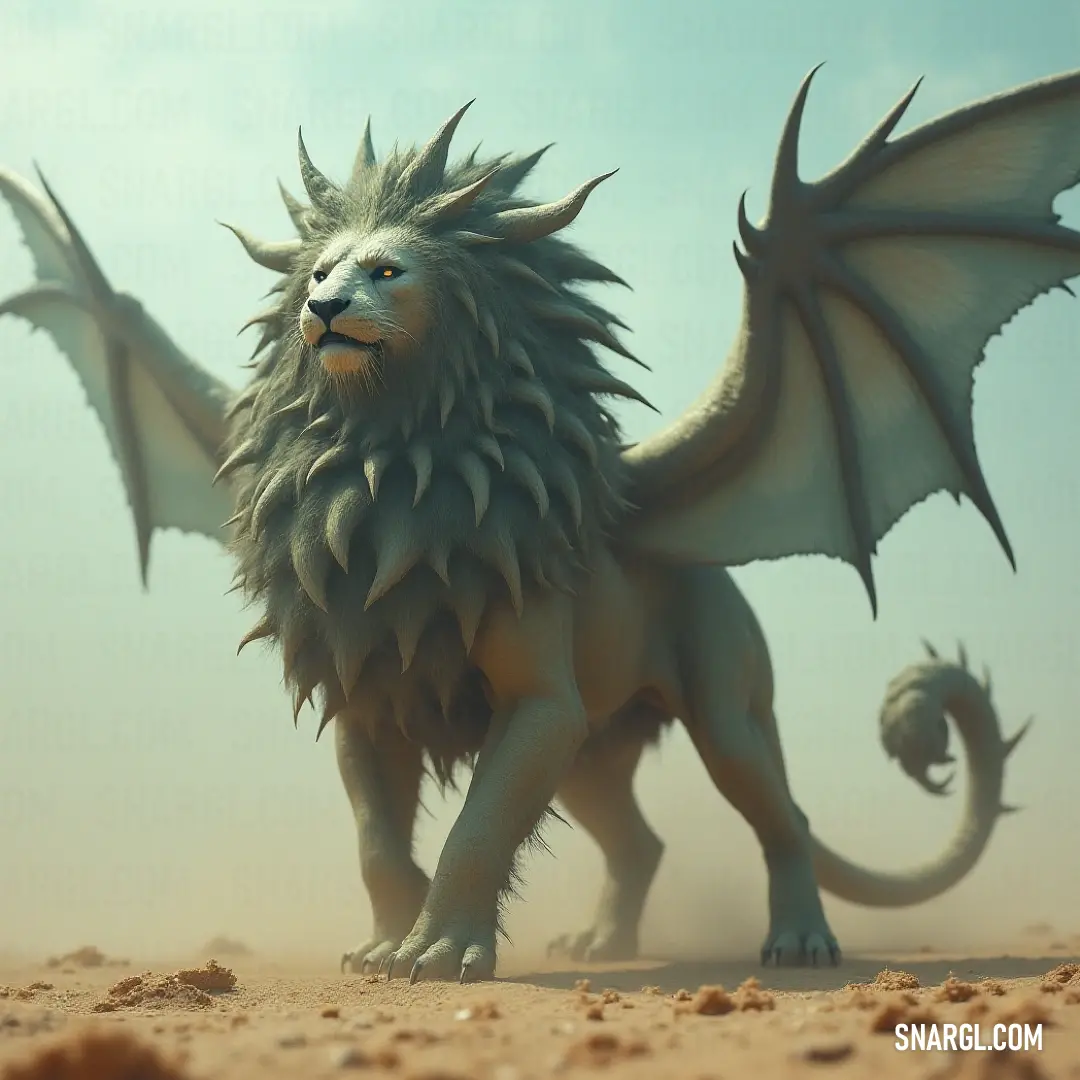 A white Mantifur with expansive wings stands on a vast sandy terrain, the bright blue sky stretching endlessly above. The creature's wings glimmer in the sunlight, adding to the ethereal feel of the scene.