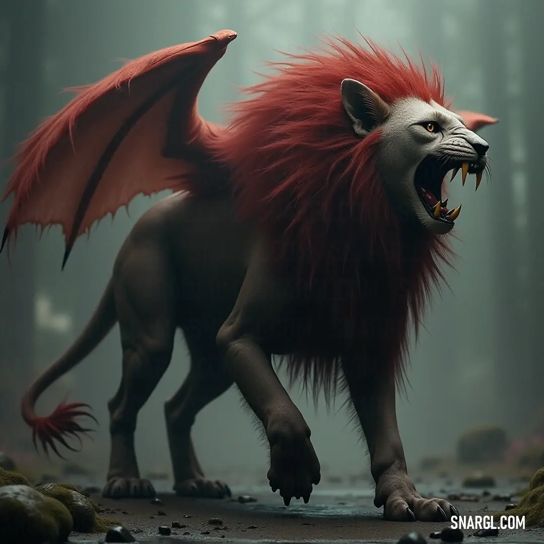 Adorable furry creature with a large mouth and big red tail, combining cuteness with a touch of wild whimsy in a delightful and imaginative form. An endearing fluffy creature with a wide, charming mouth adorned by large teeth, sporting a remarkable red tail, resembling a delightful fusion of whimsy and curiosity.