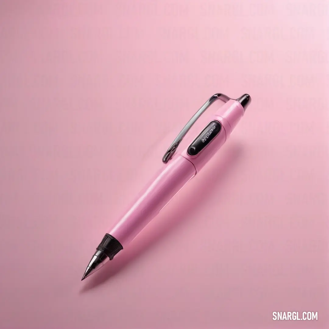 Pink pen with a black tip on a pink background. Color #EF98AA.