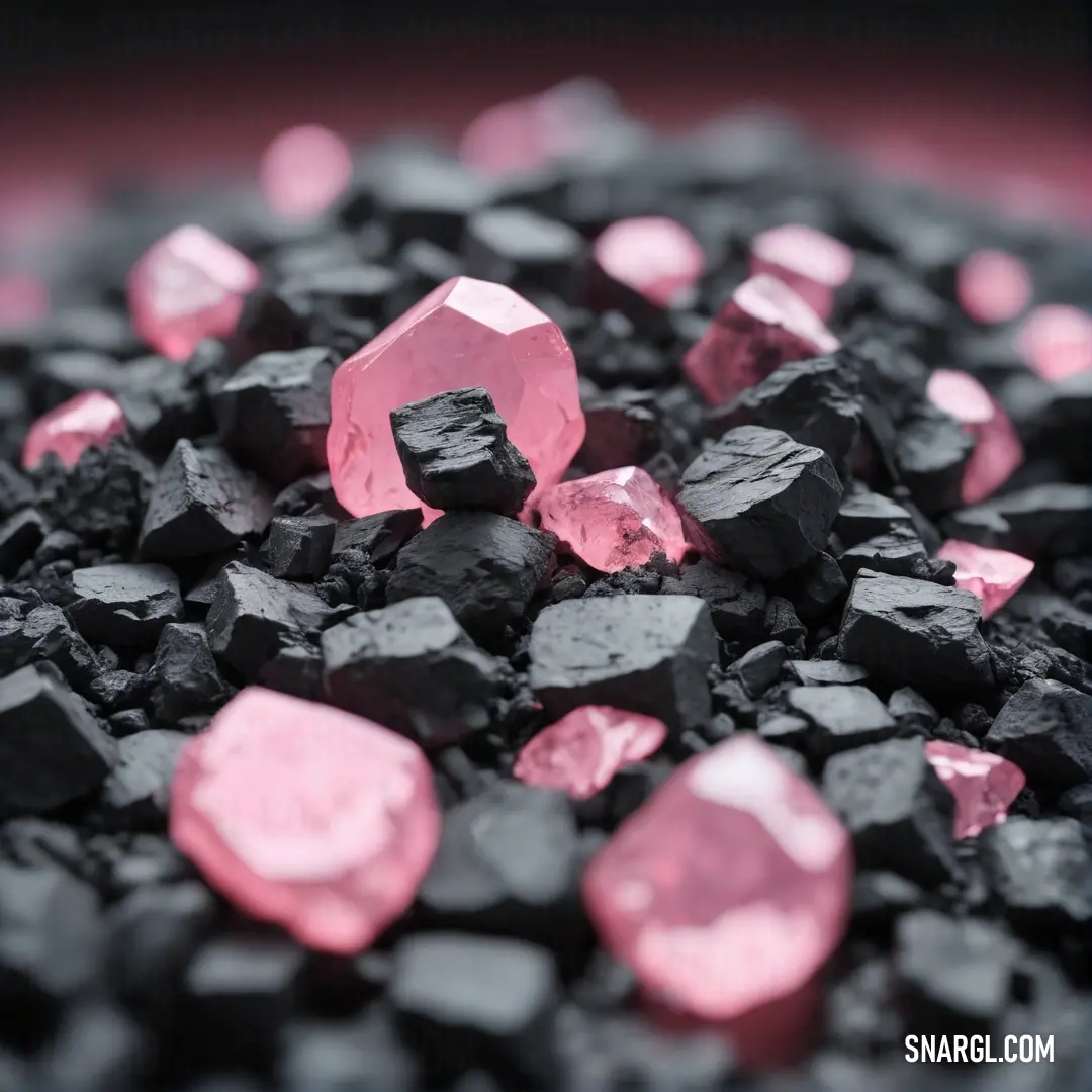 Pile of pink and black rocks and gravel. Example of Mauvelous color.