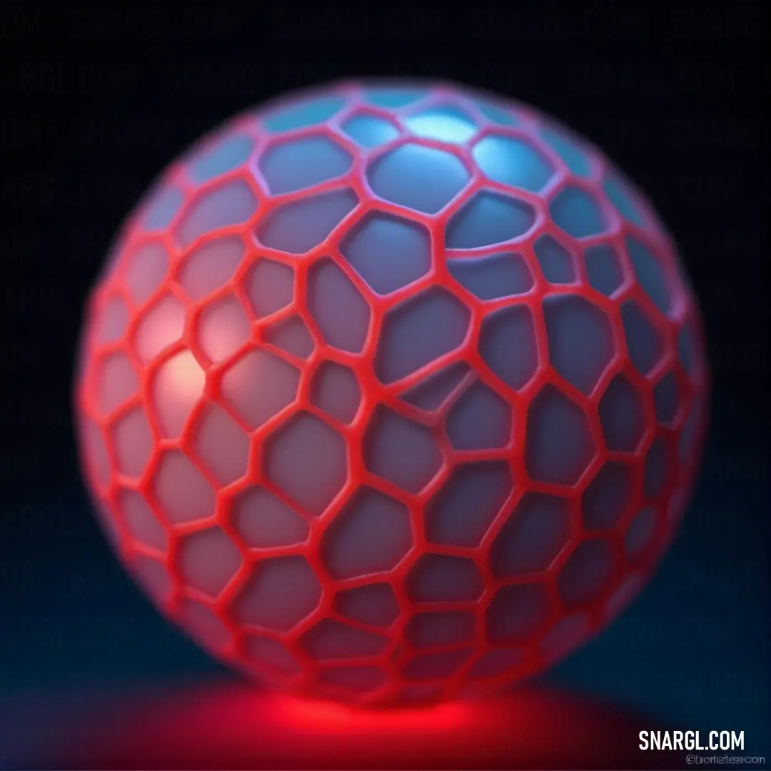 Red and blue ball on a black background. Example of Medium candy apple red color.