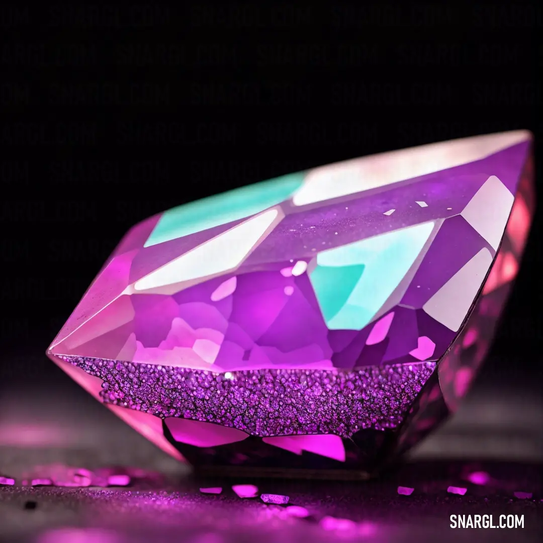 Purple diamond with a purple glitter on it's side and a black background