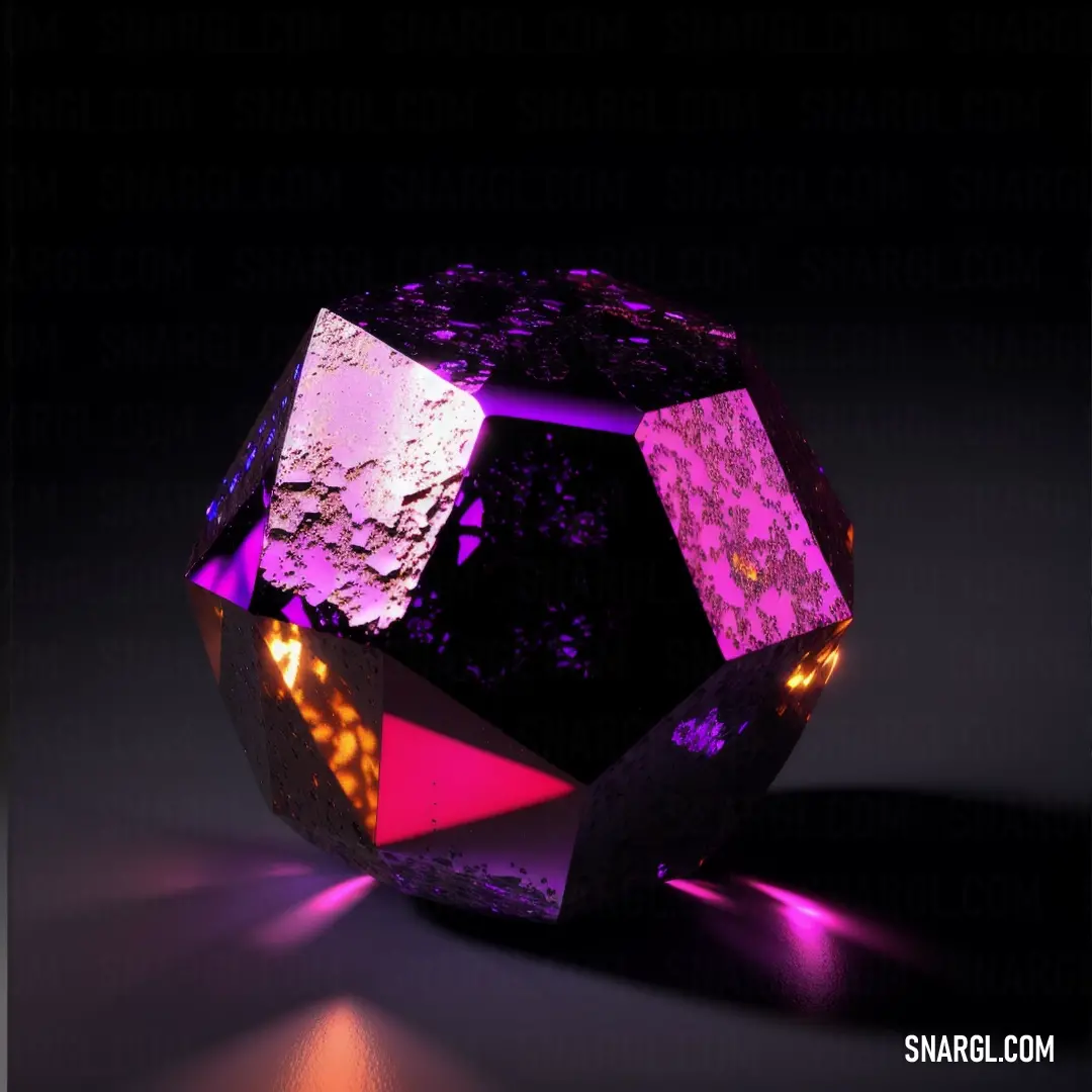 Diamond with a purple light shining on it's side and a black background