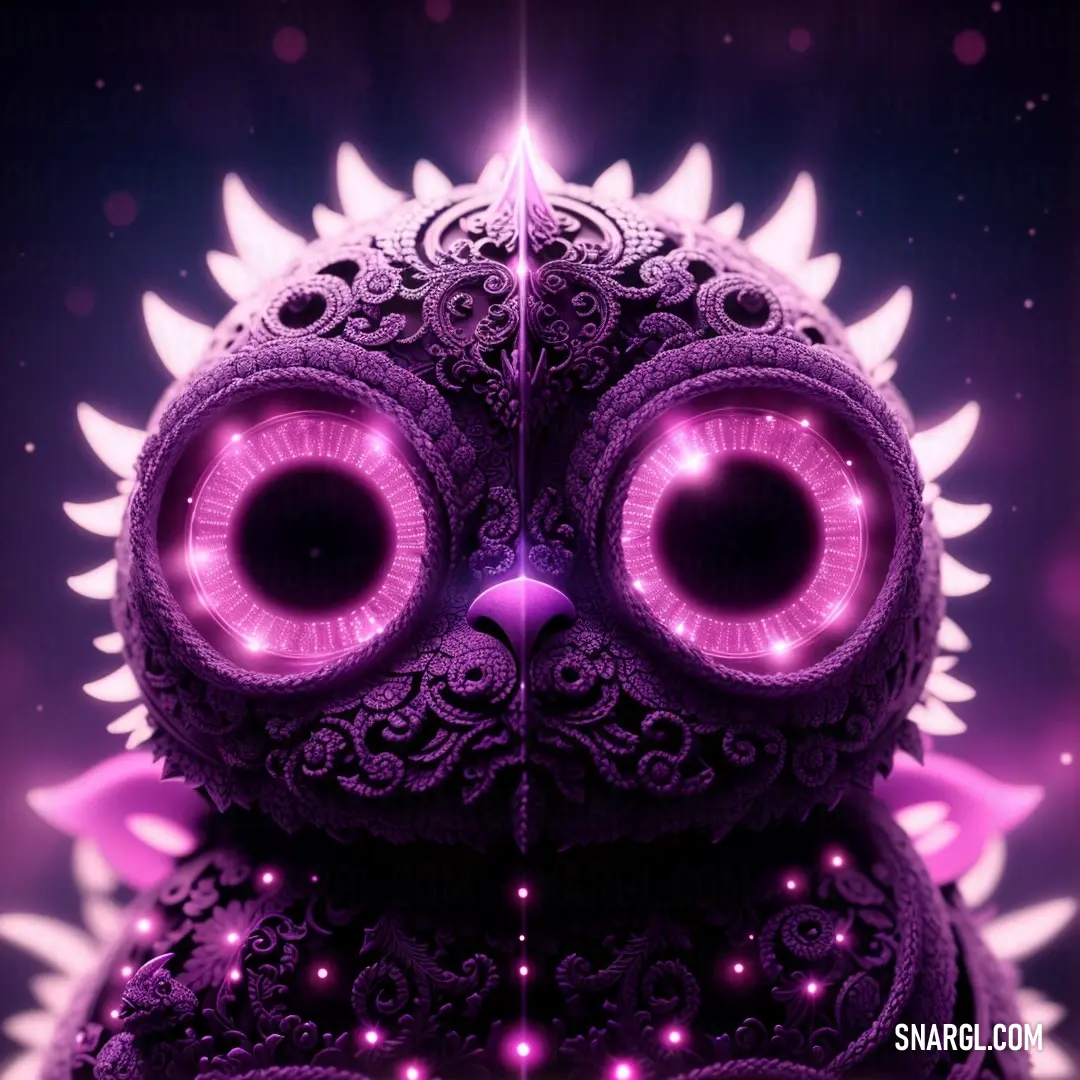 Purple owl with big eyes and a star in the background is featured in this digital painting of a purple owl