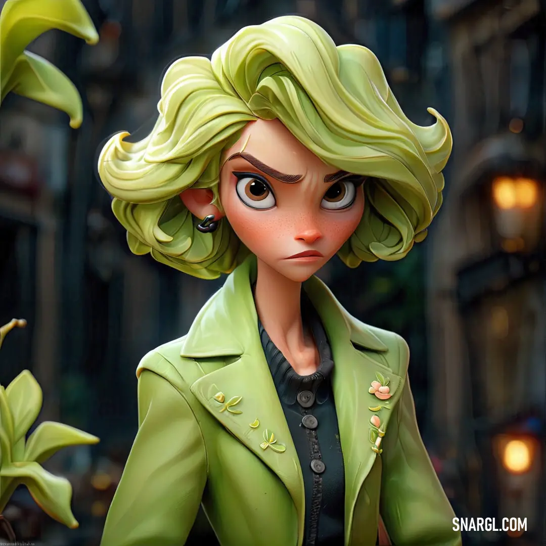 Cartoon character with green hair. Example of #C9DC87 color.