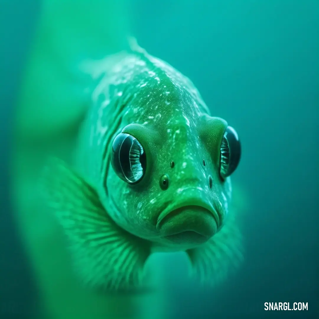 Close up of a fish with a green background. Color #00FA9A.