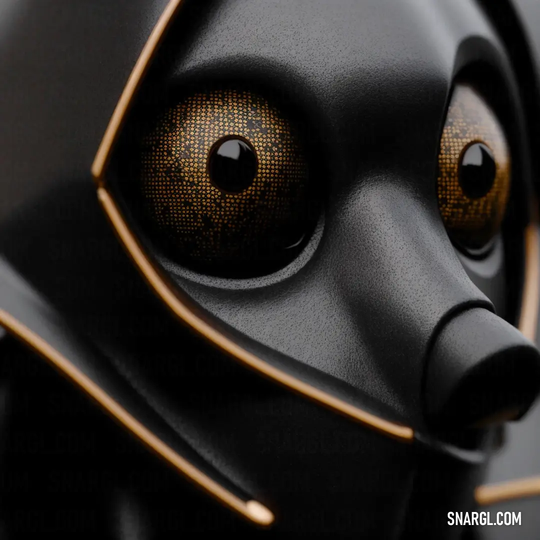 A striking close-up of a dog’s head featuring a bold mix of black and gold colors. Its big, expressive eyes draw attention, while its nose is the focal point, bringing life and depth to the striking image.