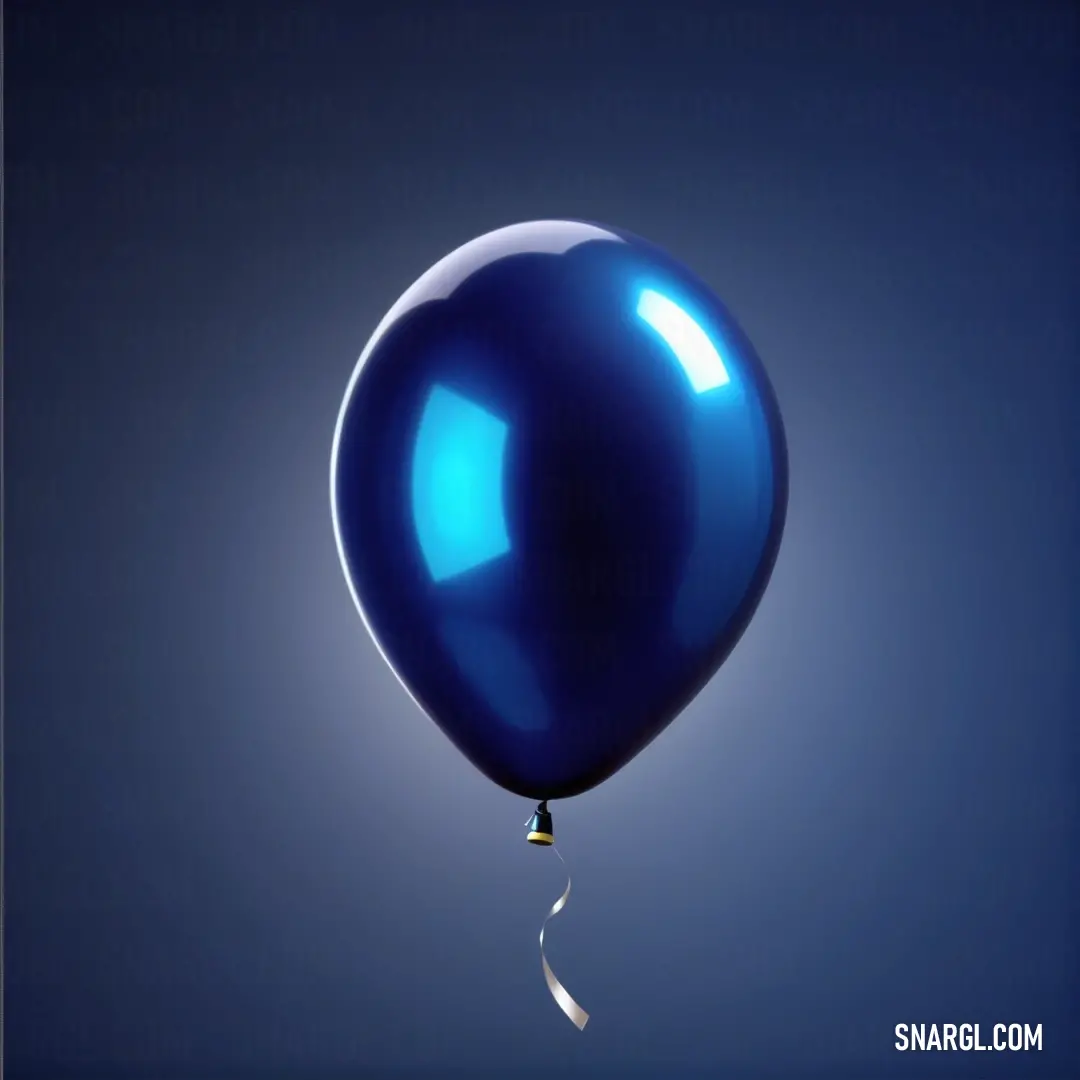 Blue balloon floating in the air with a string attached to it's end. Example of RGB 0,84,180 color.