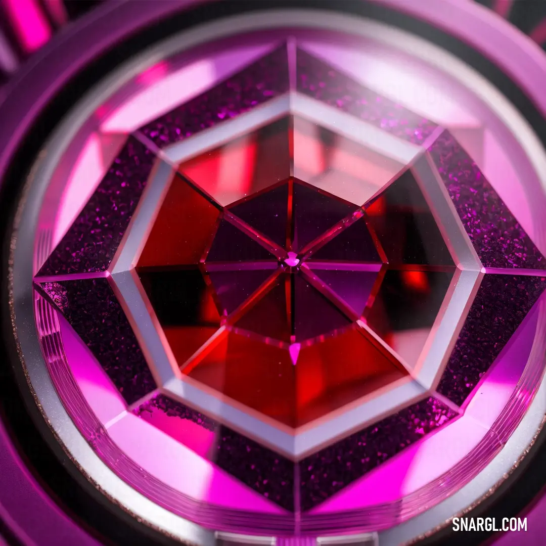 Close up of a purple object with a red center piece in the middle of it's center