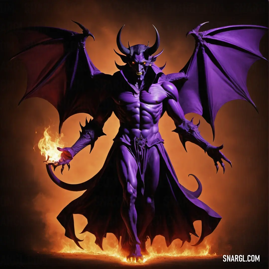 Demonic Mephisto with a huge purple body and horns on his head and arms