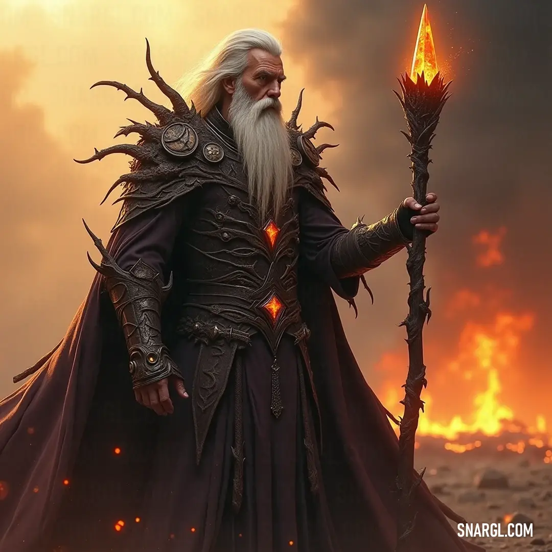 An aged wizard, graced with a long white beard, holds a resonant staff, emanating wisdom as they stand surrounded by an air of mystery, invoking emotions of magic and the stories of forgotten realms.