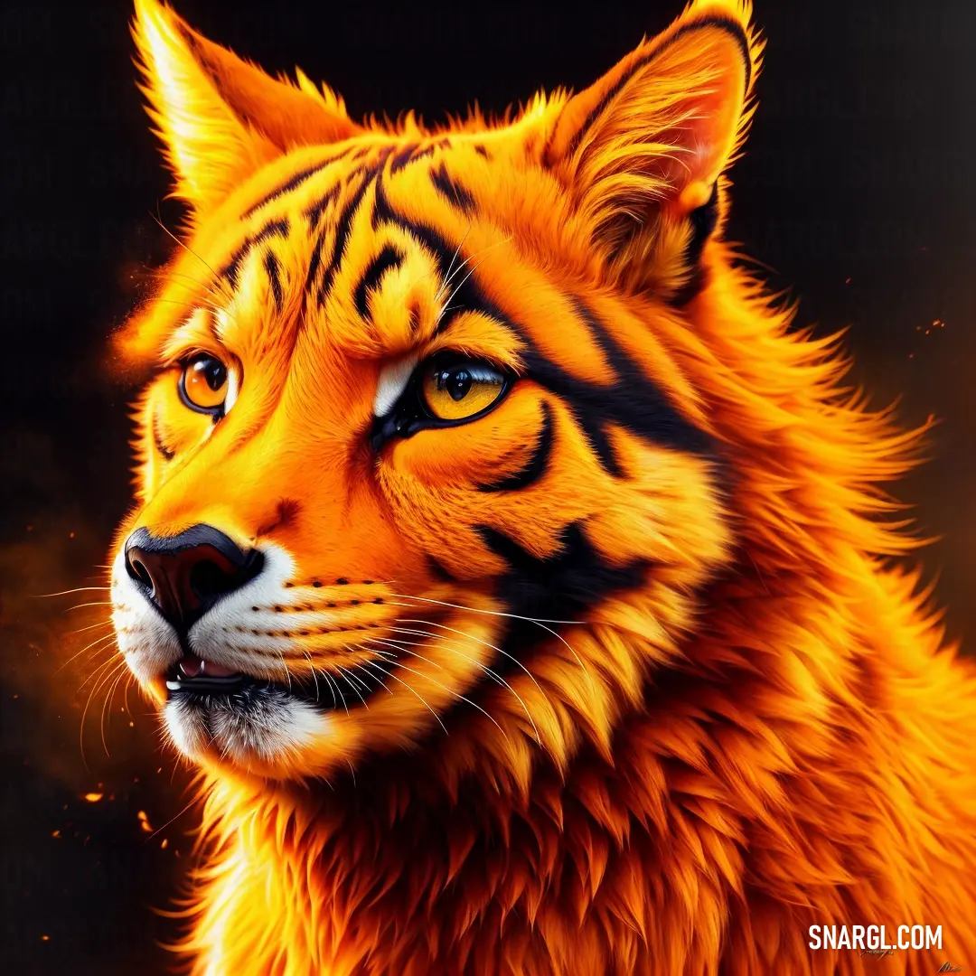 Tiger with a black and orange background