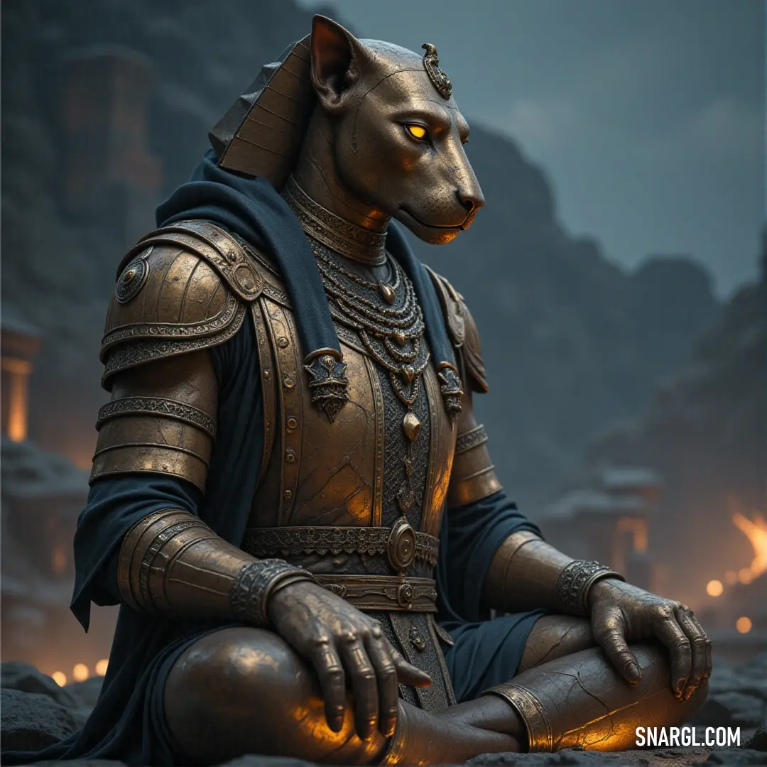 The Mirror Sphinx perched atop a rock in the desert, its reflective gaze piercing the vast, empty landscape beneath the vast sky. A Mirror Sphinx stands majestically on a rocky outcrop in the vast desert, its reflective gaze cutting through the shimmering heat, surrounded by endless sands under a deep blue sky.