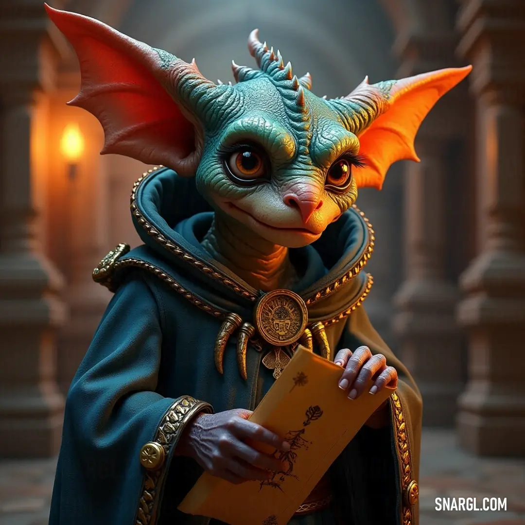 A Mork-headed cat in a blue coat holds a piece of paper, bringing a playful and curious energy to the scene as it contemplates something mysterious. A curious cat with a Mork-like head and a blue coat holds a piece of paper, seemingly deep in thought. Its unique appearance makes this scene both whimsical and charming, as it stands in a quiet moment of contemplation.