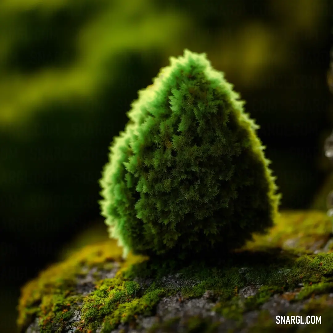 Small green tree on top of a moss covered rock in the forest