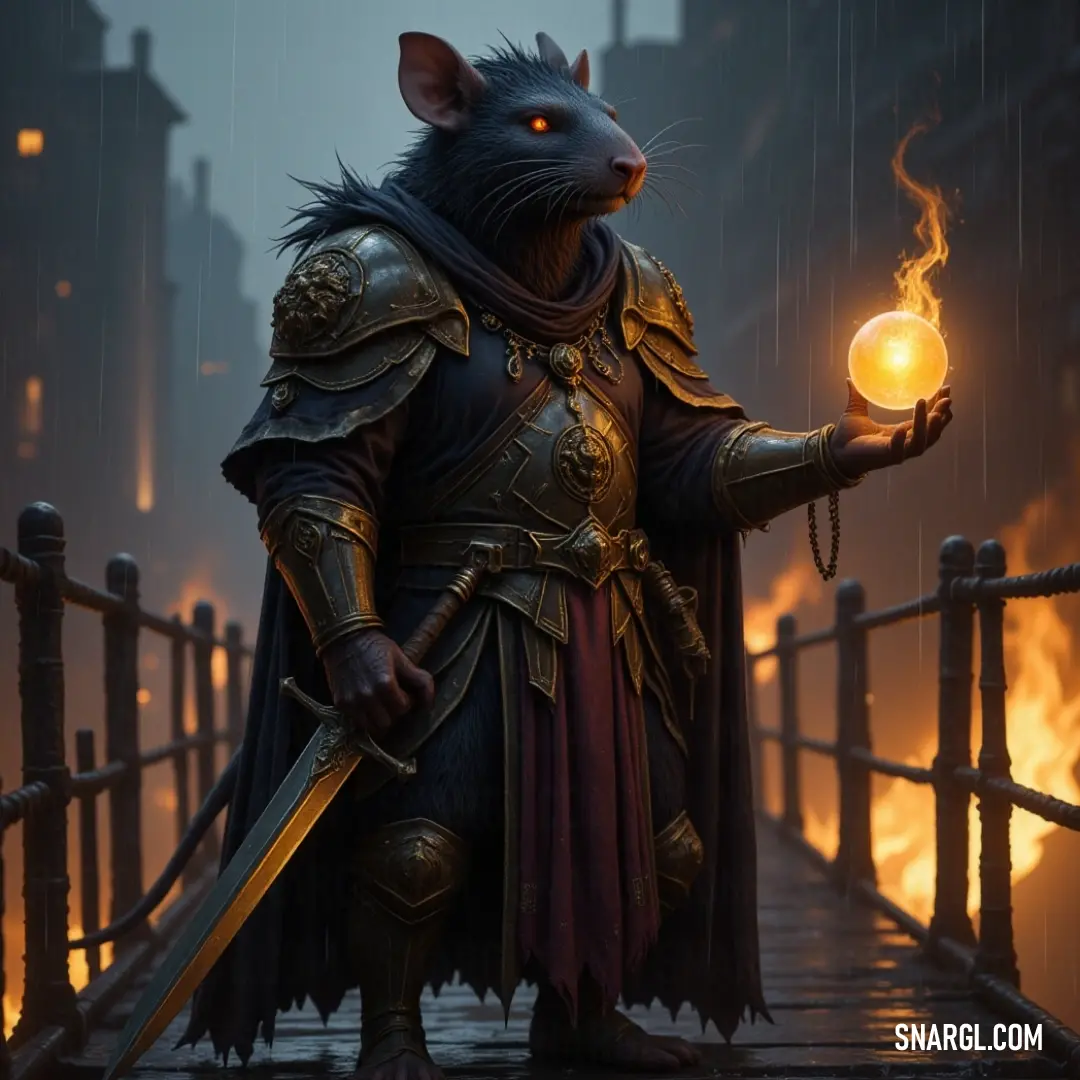 Moulder Leader holding a glowing ball of fire, exuding a powerful aura of magic. The Moulder Leader, dressed in mystical attire, holds a glowing ball of fire in his hand, his face focused and determined. The flame casts an ethereal glow, highlighting his commanding presence.