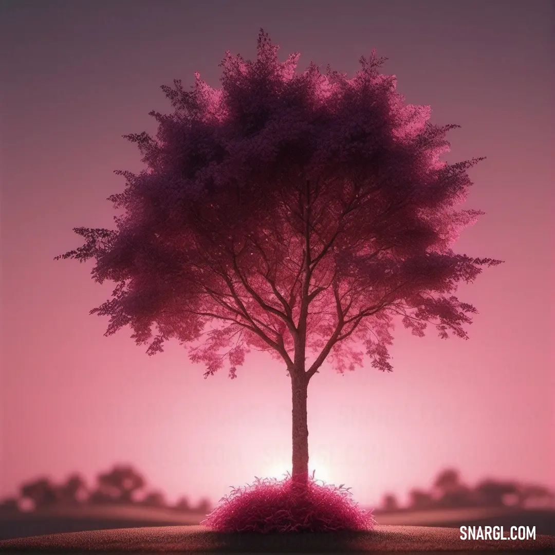 Tree with a pink sky in the background. Example of Nadeshiko pink color.