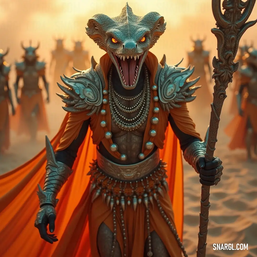 A menacing figure, Nagoth holds his sword, his large head crowned with horns and eyes that burn with intensity. His demon-like body exudes power and aggression. Nagoth's fierce appearance comes to life with his large head and demonic features. Horns protrude from his skull, his sword tightly gripped as his glowing eyes peer into the distance, preparing for an intense confrontation.