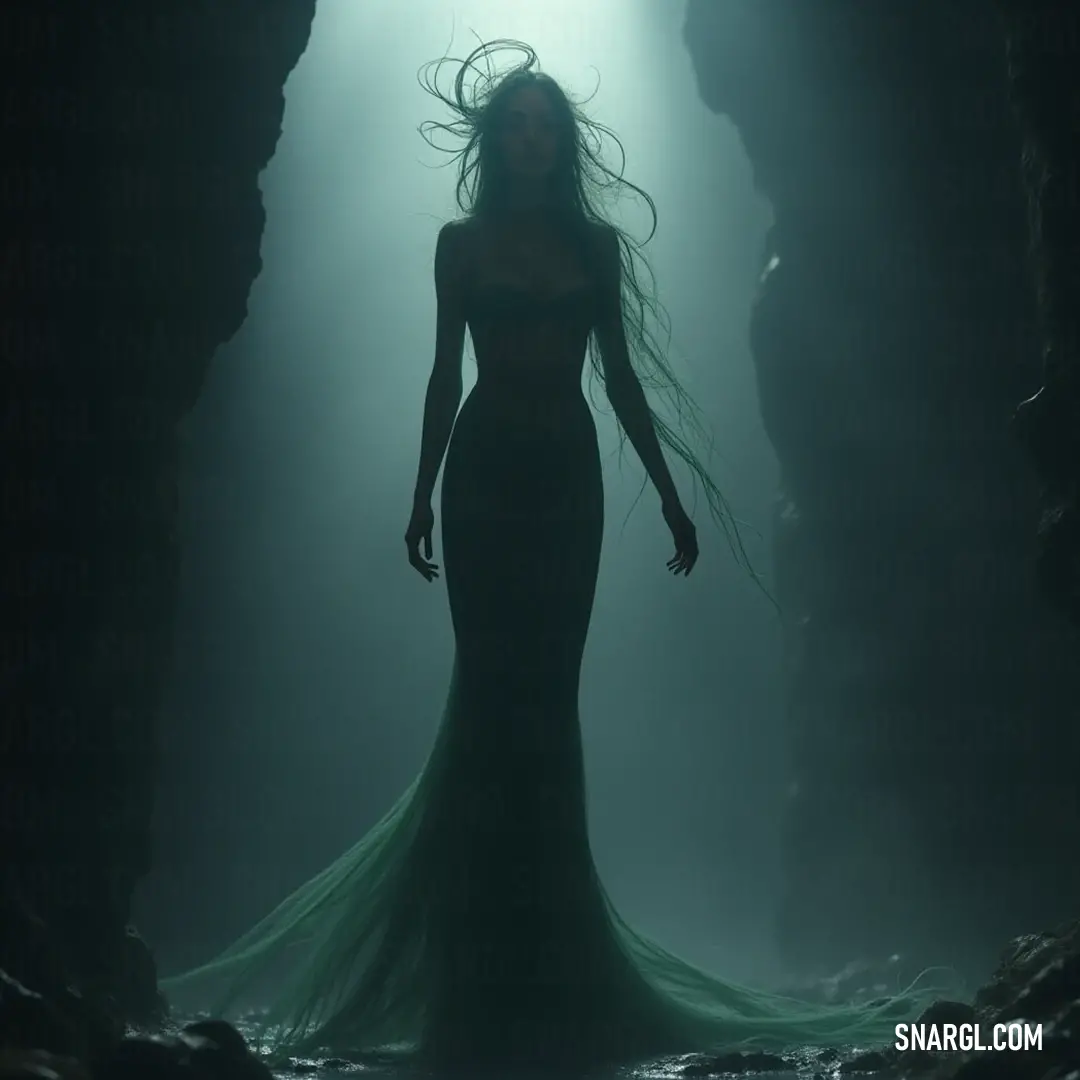 Naida, draped in a flowing dress, stands in an enchanting cave as her hair flows ethereally, illuminated by streams of light that seep through the stone, creating a magical ambiance. In a mystical cave, Naida stands wearing a flowing dress, her hair billowing as if caught in a gentle breeze, while streams of light filter through, casting an otherworldly glow that enchants all within this hidden sanctuary.