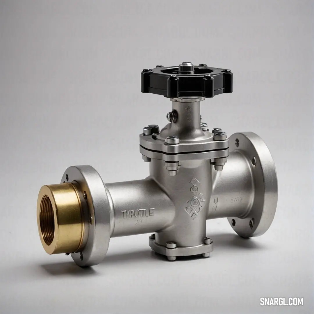 A detailed close-up view of a robust metal ball valve set against a crisp white backdrop, highlighting the intricate mechanisms within. The valve gleams with a subtle finish, while the surrounding hue echoes the soft tones of RGB 250,253,248, offering an 