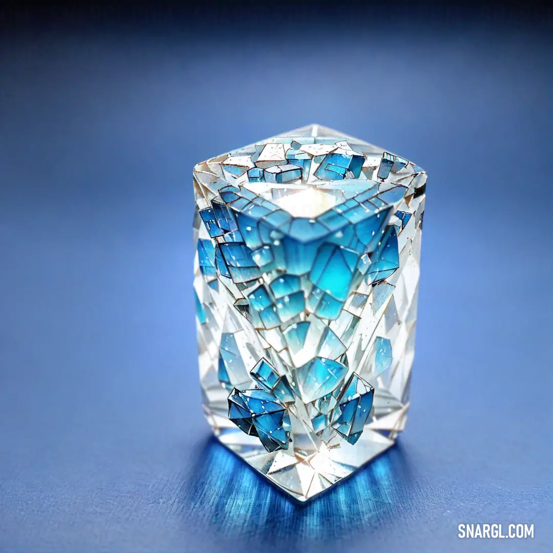Blue diamond with a blue center on a blue surface. Color CMYK 0,5,2,0.