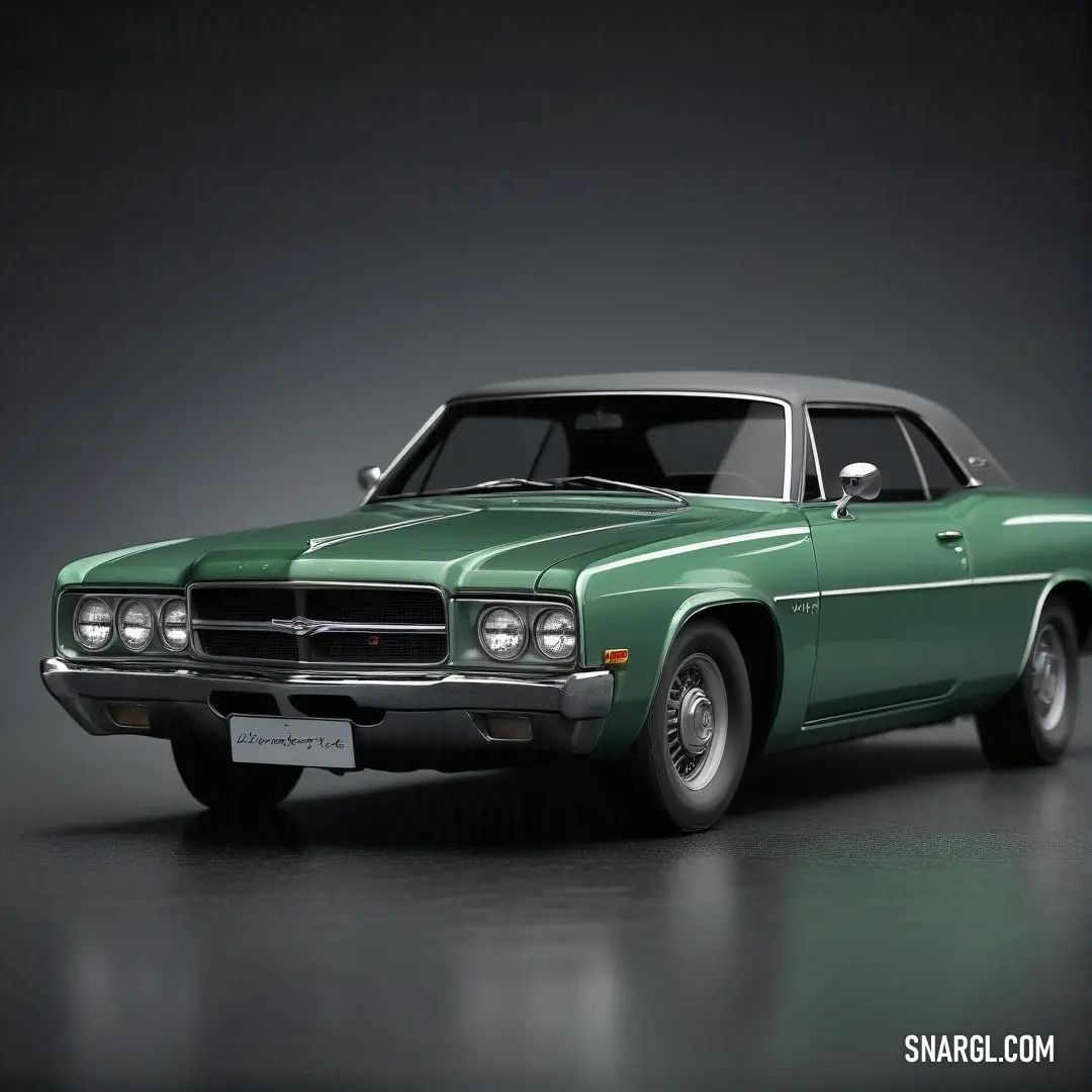 A sleek green car captured in a studio setting, highlighted against a dramatic black background, emphasizing its modern design and stylish appeal.