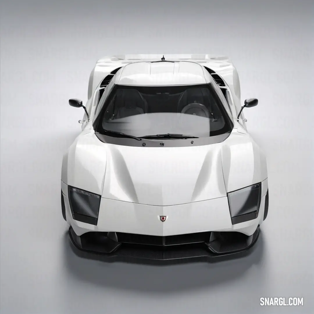 A pristine white sports car with its hood raised, contrasted against a smooth gray background. The open hood invites curiosity, showcasing the blend of engineering and design found in modern automotive aesthetics.