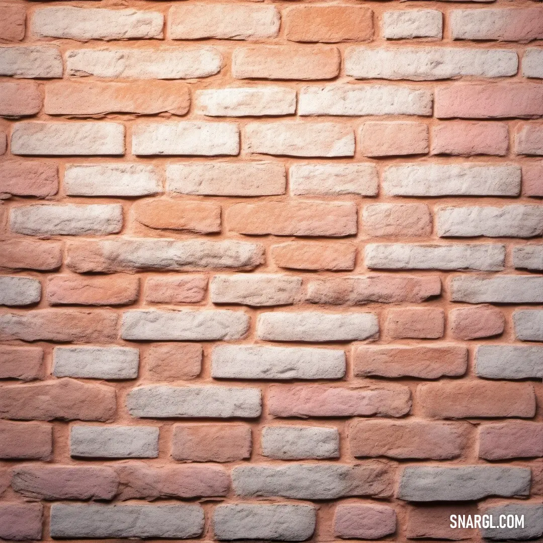 Brick wall with a red brick pattern on it's side and a white brick wall in the background. Example of #FFBA92 color.