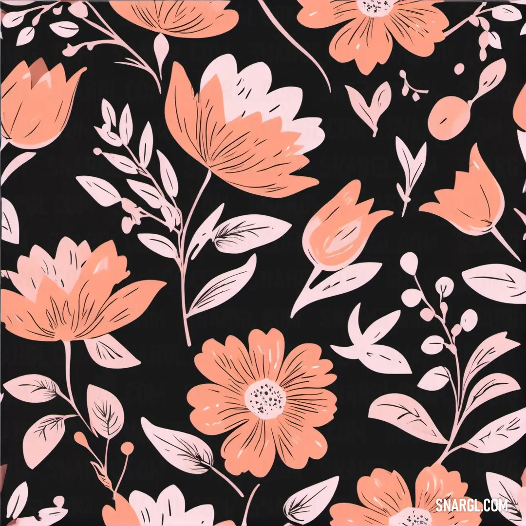 Black and pink flowered background. Color NCS S 0540-Y70R.