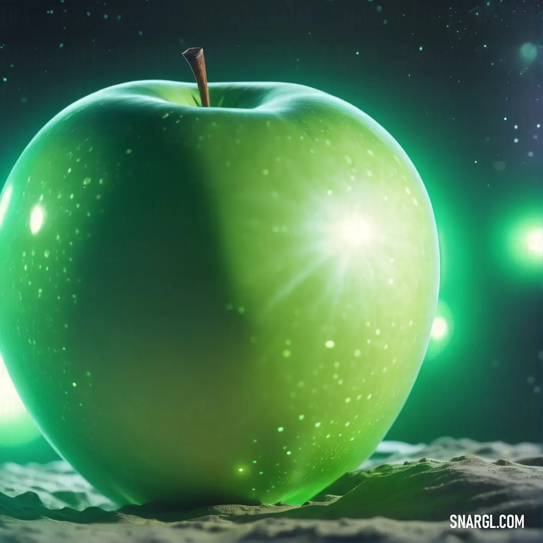 NCS S 0550-G10Y color example: Green apple with a star in the middle of it's core and a green background