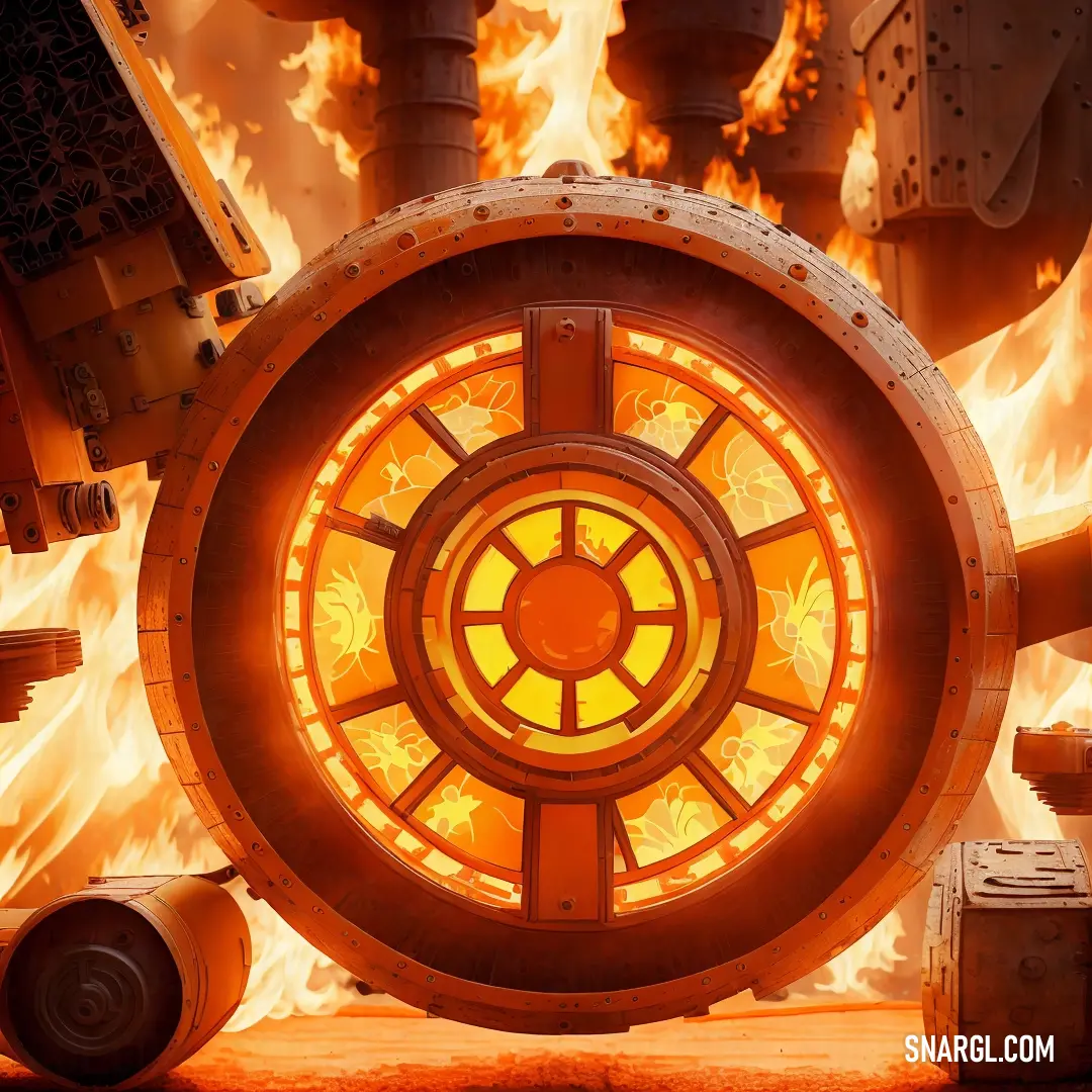 Fire - burning clock is shown in a scene from the movie star wars ii. Color #F38F1B.