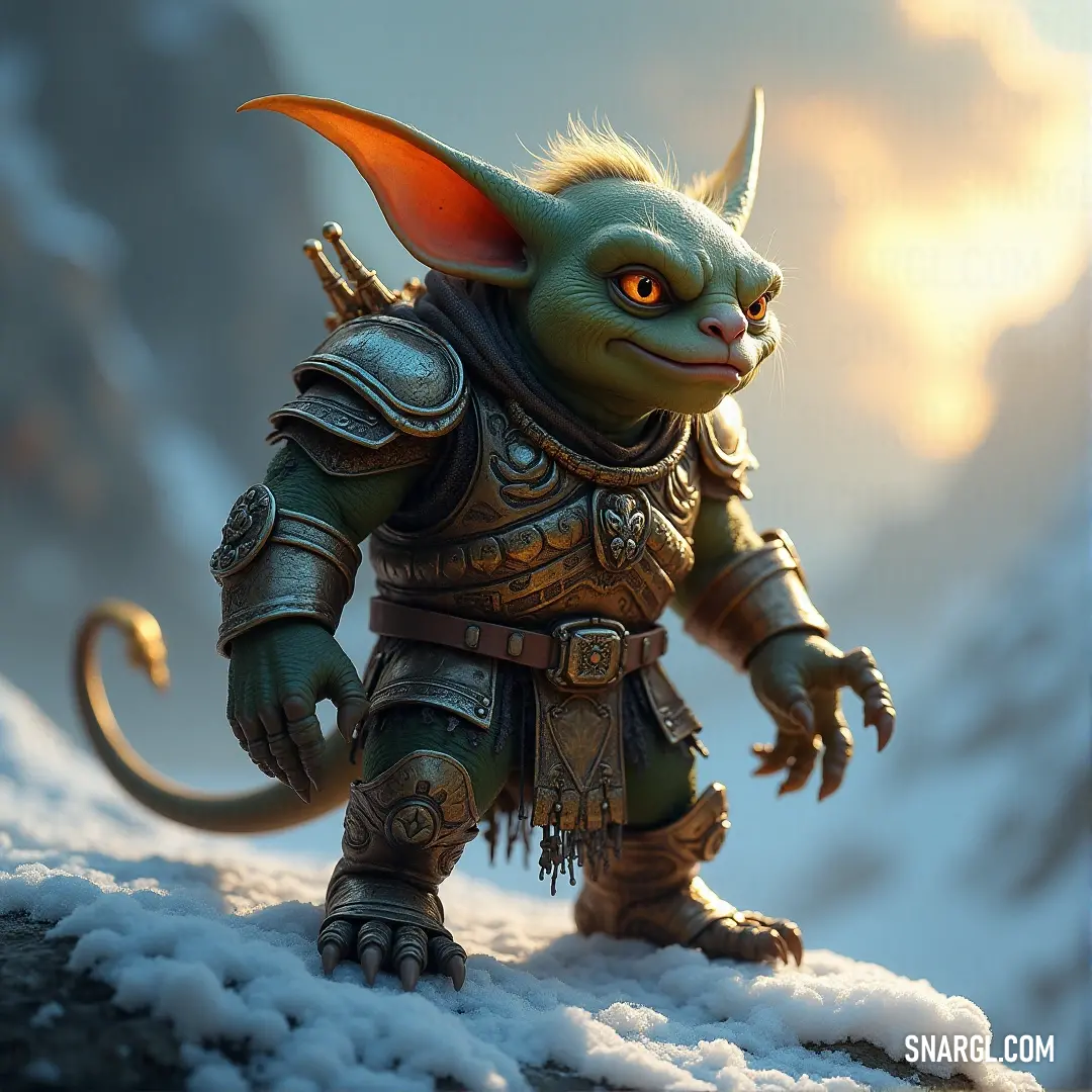 A whimsical creature with horned features, a vivid green body, and eye-catching yellow accents brings a vibrant sense of adventure, standing proudly in a fantastical landscape filled with imagination.