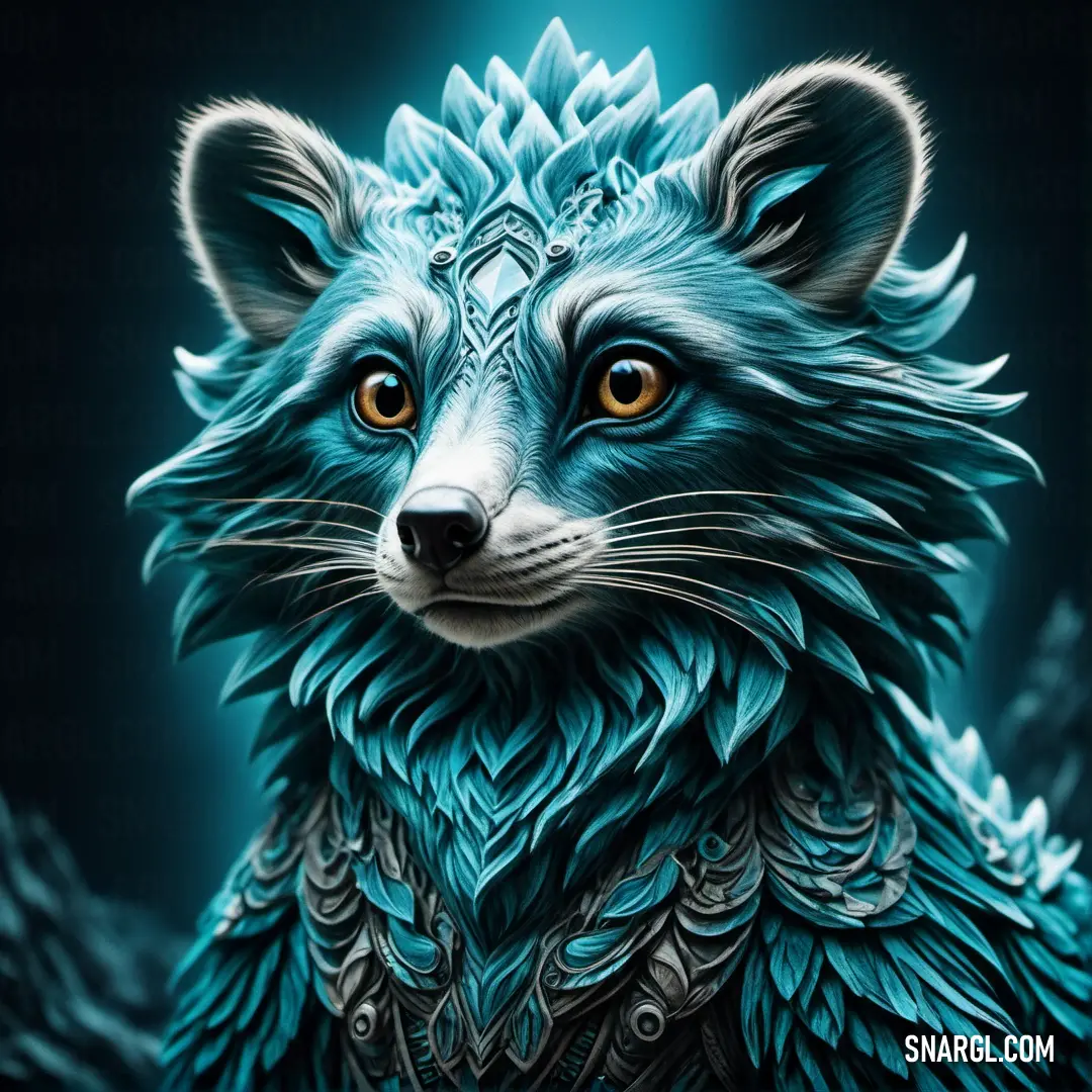 Blue fox with a blue background. Example of #7FC3D8 color.