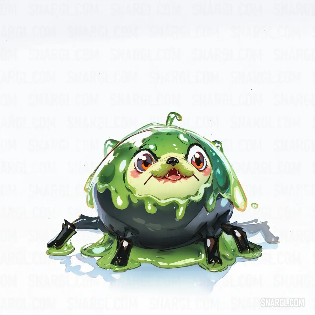 A small, green and black frog sits on a branch, with its dark black nose and legs contrasting against its vibrant green body. The combination of green and black gives the frog an exotic, dynamic look. The RGB color value is 127, 195, 216.