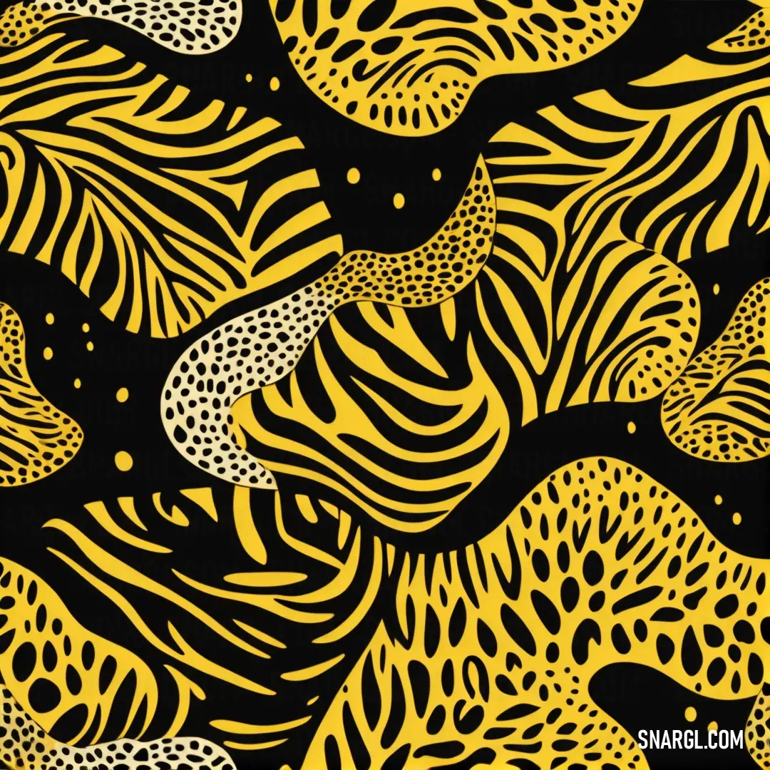 Black and yellow animal print background. Color #F7CA27.