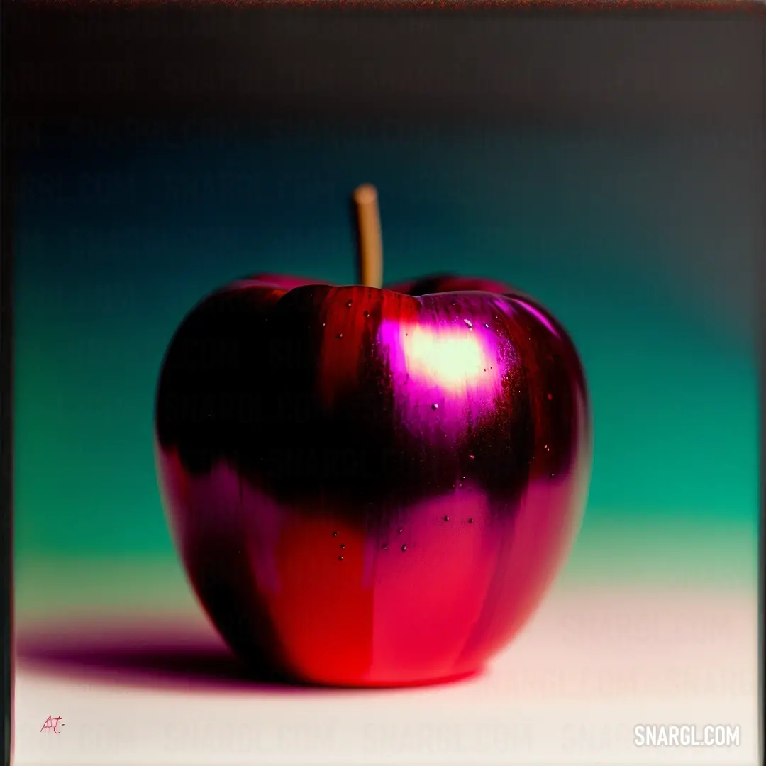 NCS S 1080-R color example: Shiny red apple on a table top next to a green background