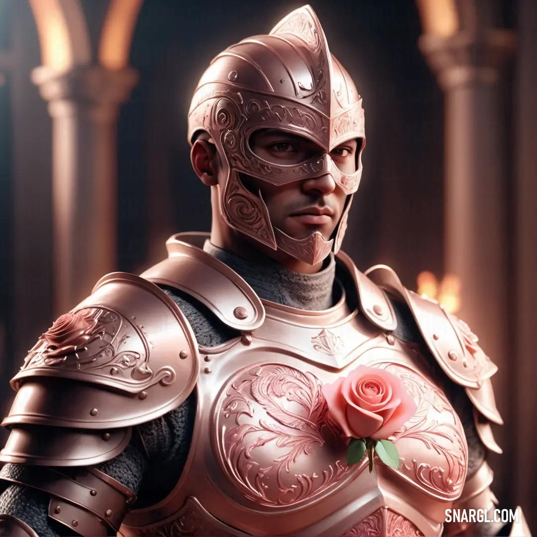 Man in armor with a rose in his hand. Example of NCS S 1510-R color.