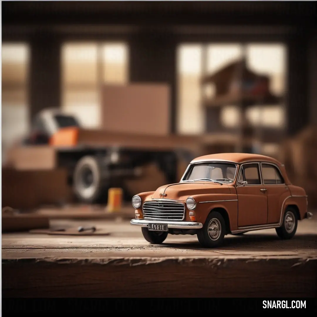 A vibrant toy car parked atop a cluttered table, surrounded by boxes and various items waiting to be organized. The playful energy of the scene inspires creativity and imagination as it invites the viewer to explore its surroundings.