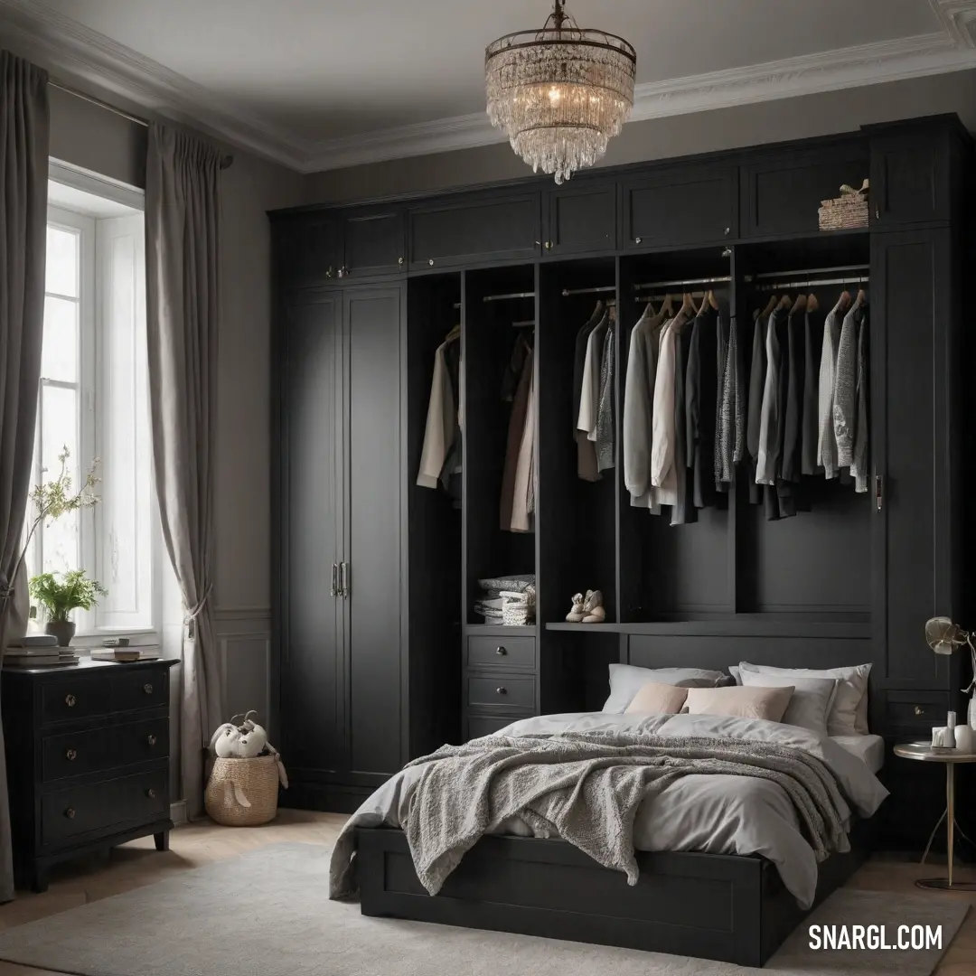 A beautifully arranged bedroom showcases a large bed flanked by elegant dressers and built-in closets, creating a harmonious space that balances functionality with aesthetic appeal.