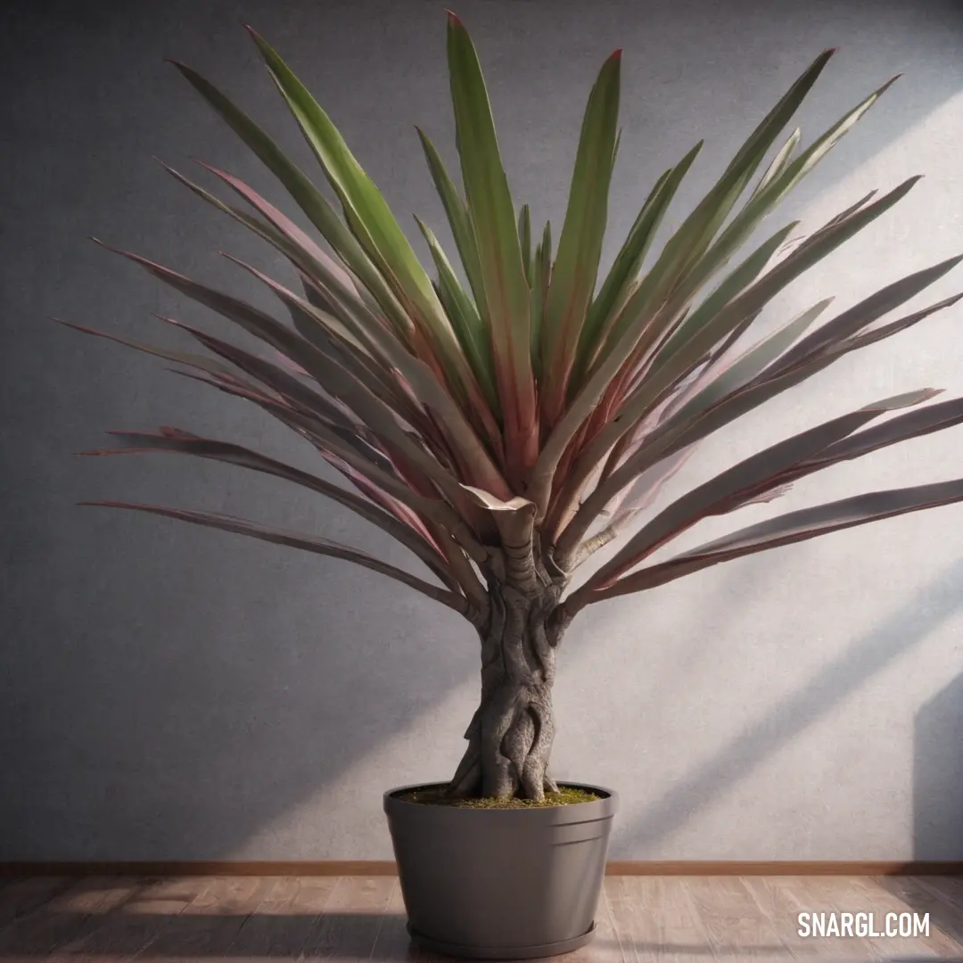 A tall potted plant graces a table next to a bright window where sunlight gently streams through, illuminating the space. The tranquil scene evokes a sense of calm and connection to nature amid the interior setting.