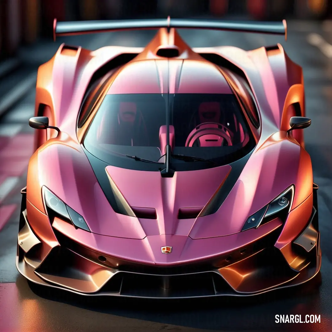 Pink sports car is shown in this image, it looks like it is going to be a race. Example of CMYK 0,62,27,15 color.