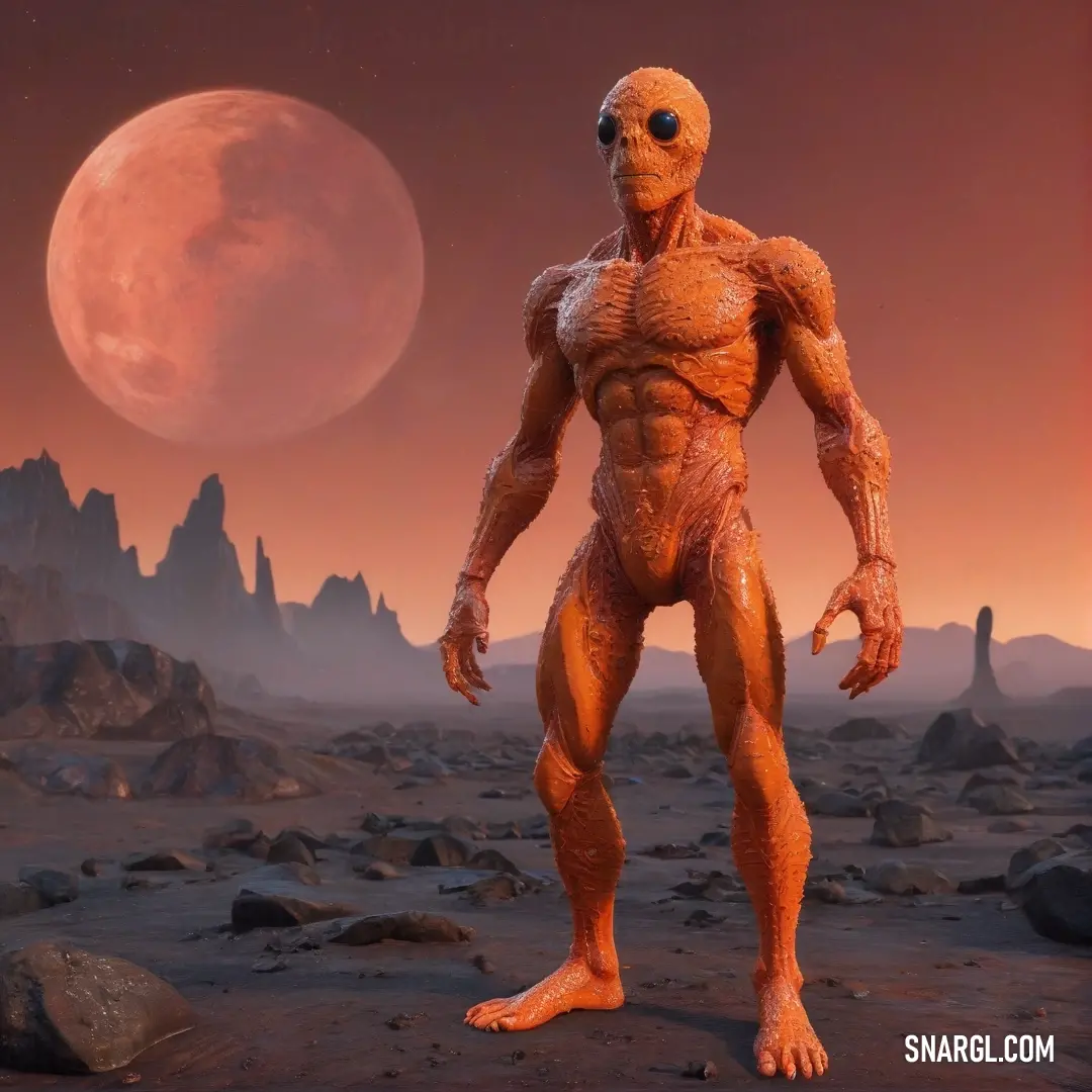 A lone humanoid figure stands in the desert under a vast sky, with a luminous moon casting gentle light across the sands. The warm hues of the scene create an atmosphere of solitude and introspection.