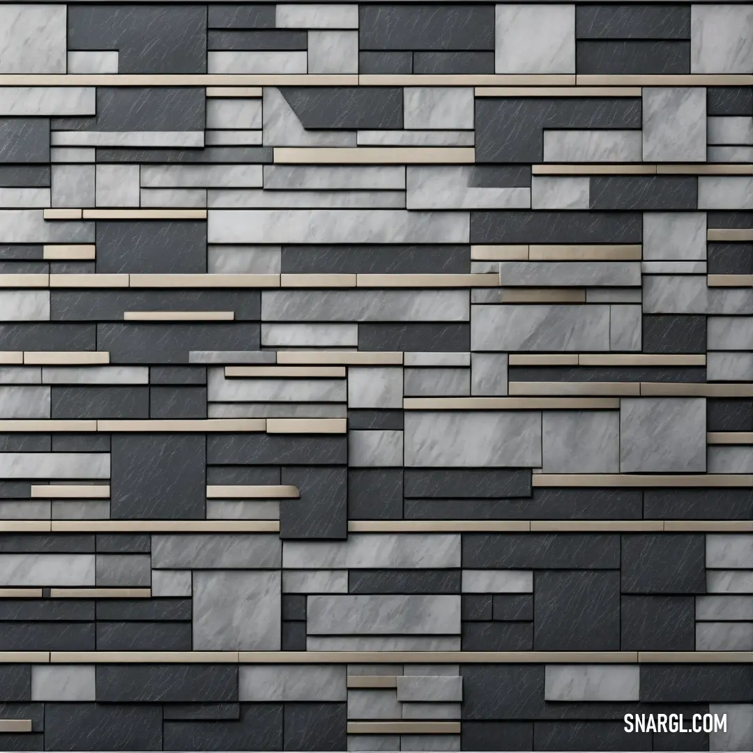 NCS S 3000-N color example: Wall made of different types of tiles and wood strips with a black and white background