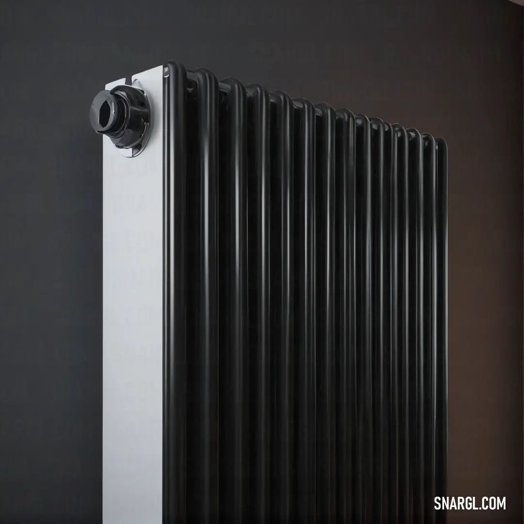 A modern black and white radiator, featuring a sleek white panel on one side. The design combines functionality and aesthetic appeal, ideal for contemporary interiors that prioritize warmth and style.