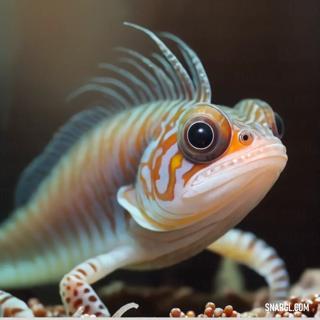 Close up of a fish with a blurry background. Color NCS S 3020-G20Y.