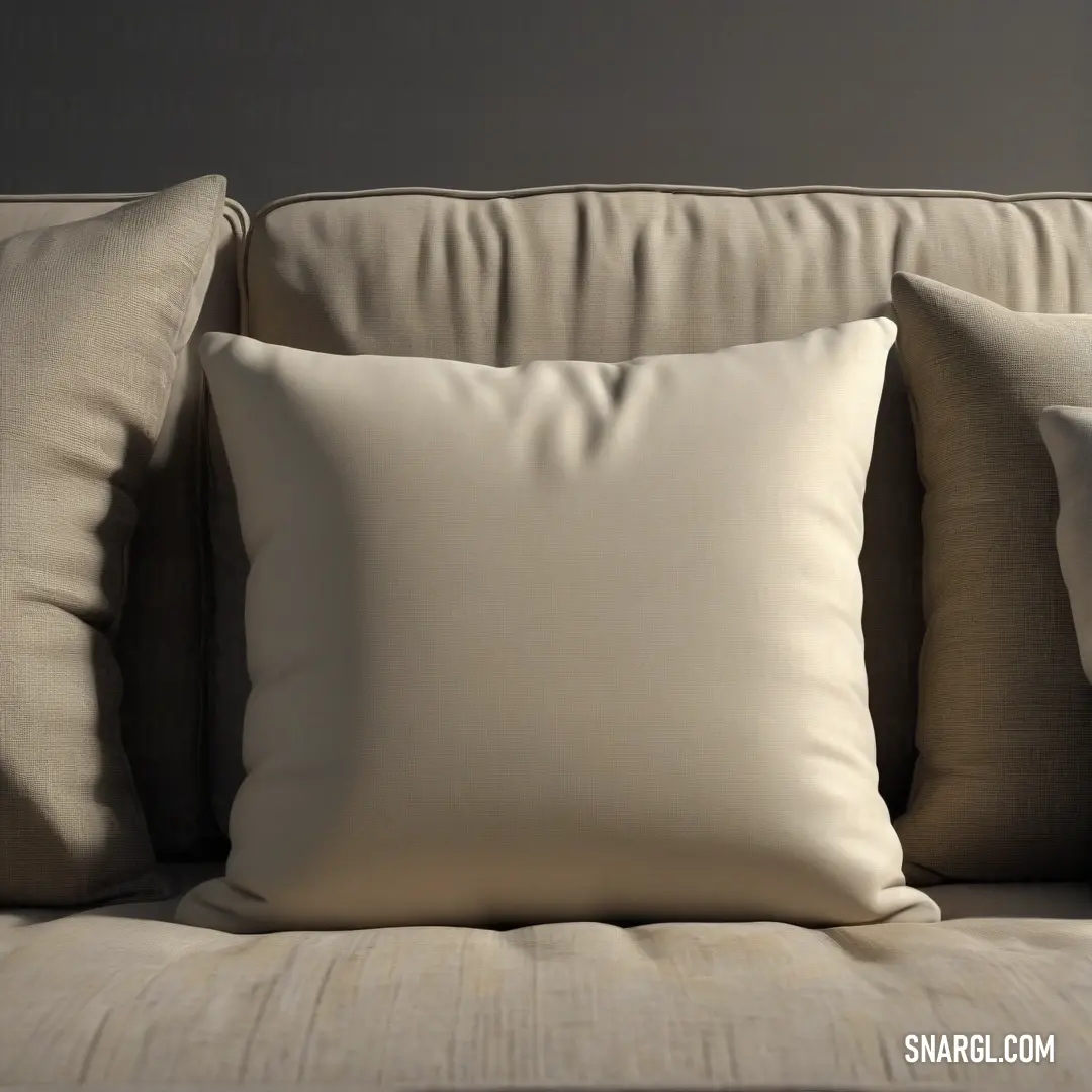 A cozy close-up shot of a pillow nestled on a couch, featuring a playful pillowcase slightly askew, inviting relaxation and comfort in a warm living room environment.