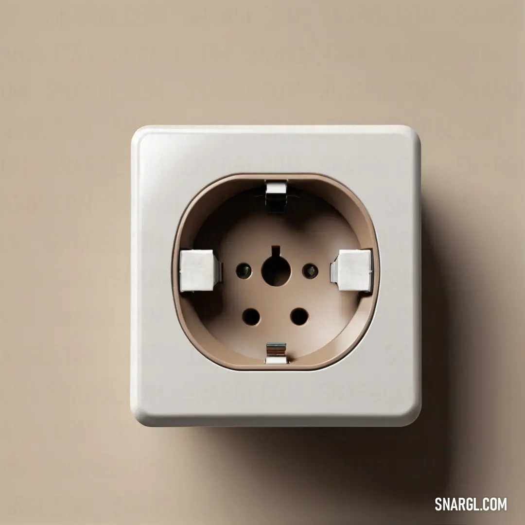 A classic white electrical outlet featuring two sockets embedded in a brown wall, combining functionality with simplicity in a harmonious blend of color and design.